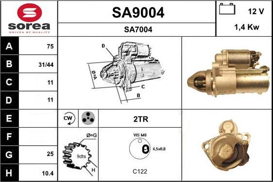 SNRA SA9004 - Стартер avtokuzovplus.com.ua