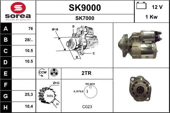 SNRA SK9000 - Стартер avtokuzovplus.com.ua