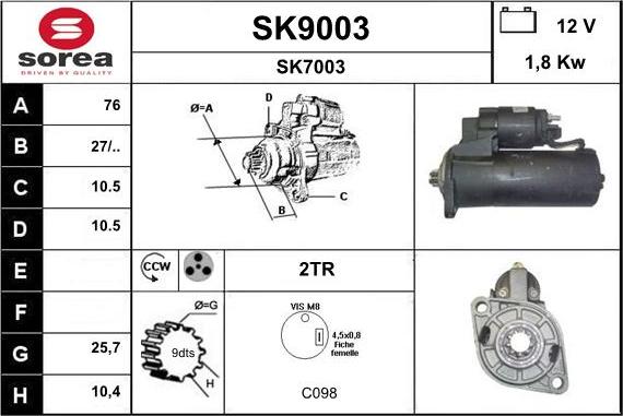 SNRA SK9003 - Стартер avtokuzovplus.com.ua