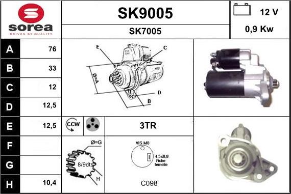 SNRA SK9005 - Стартер avtokuzovplus.com.ua