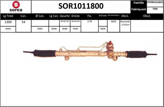 SNRA SOR1011800 - Рульовий механізм, рейка autocars.com.ua
