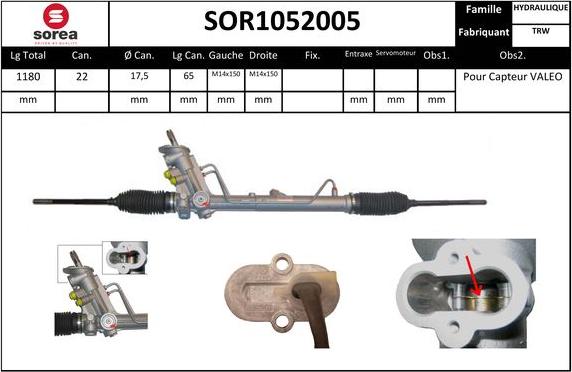 SNRA SOR1052005 - Рульовий механізм, рейка autocars.com.ua