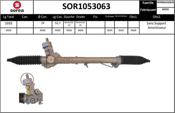 SNRA SOR1053063 - Рульовий механізм, рейка autocars.com.ua