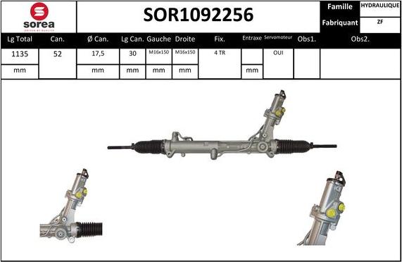 SNRA SOR1092256 - Рульовий механізм, рейка autocars.com.ua