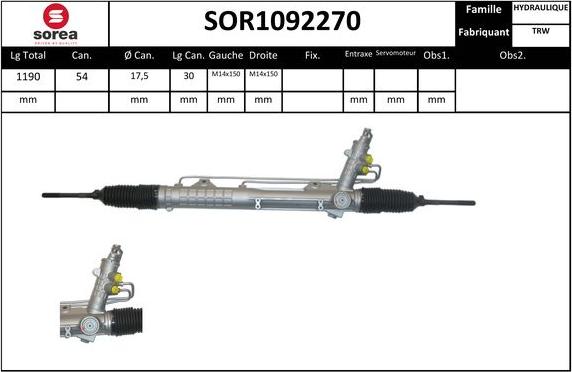 SNRA SOR1092270 - Рулевой механизм, рейка avtokuzovplus.com.ua