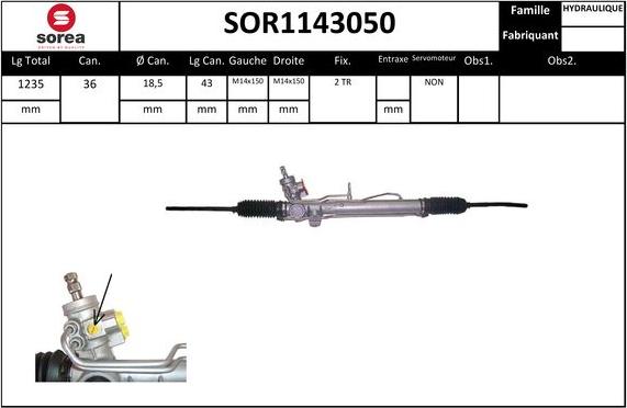 SNRA SOR1143050 - Рульовий механізм, рейка autocars.com.ua