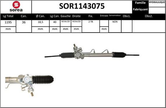 SNRA SOR1143075 - Рульовий механізм, рейка autocars.com.ua