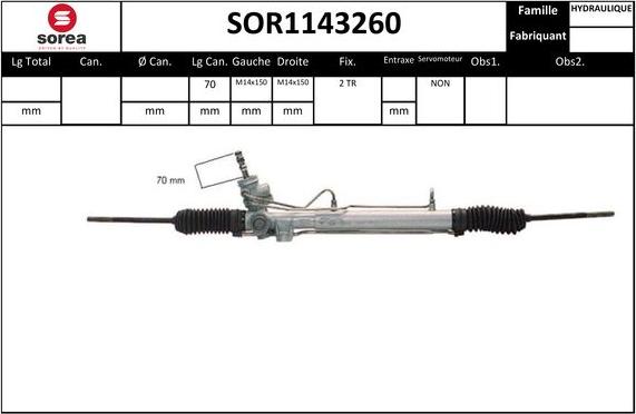 SNRA SOR1143260 - Рульовий механізм, рейка autocars.com.ua