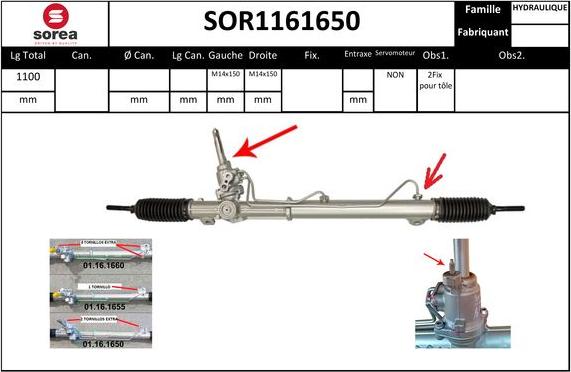 SNRA SOR1161650 - Рульовий механізм, рейка autocars.com.ua