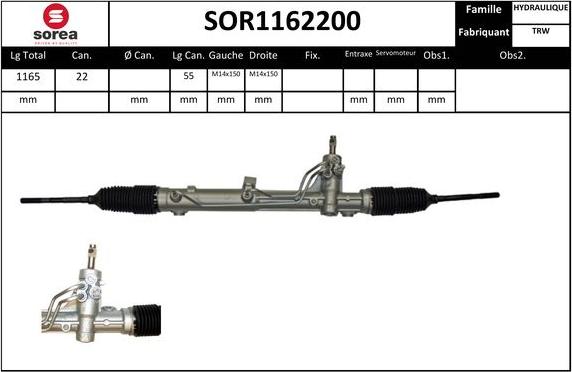 SNRA SOR1162200 - Рульовий механізм, рейка autocars.com.ua