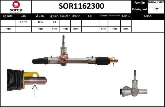 SNRA SOR1162300 - Рульовий механізм, рейка autocars.com.ua