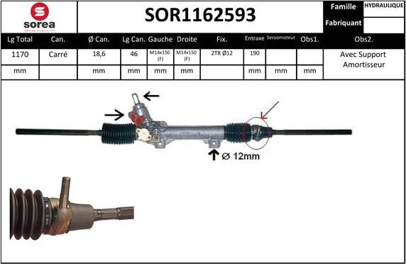 SNRA SOR1162593 - Рульовий механізм, рейка autocars.com.ua