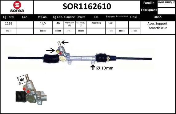 SNRA SOR1162610 - Рульовий механізм, рейка autocars.com.ua