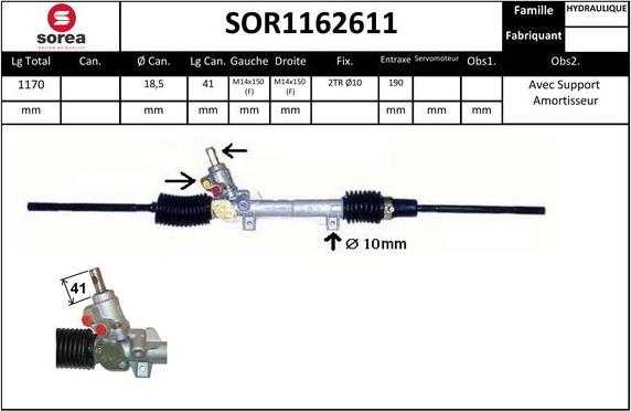 SNRA SOR1162611 - Рульовий механізм, рейка autocars.com.ua