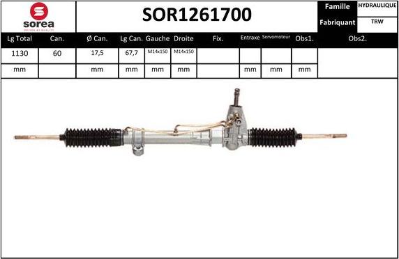 SNRA SOR1261700 - Рульовий механізм, рейка autocars.com.ua