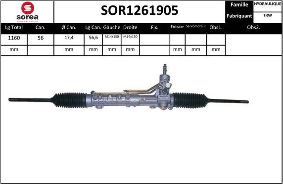 SNRA SOR1261905 - Рульовий механізм, рейка autocars.com.ua