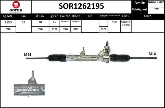 SNRA SOR1262195 - Рульовий механізм, рейка autocars.com.ua
