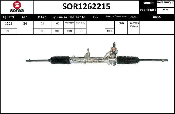 SNRA SOR1262215 - Рулевой механизм, рейка avtokuzovplus.com.ua