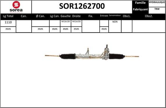 SNRA SOR1262700 - Рульовий механізм, рейка autocars.com.ua