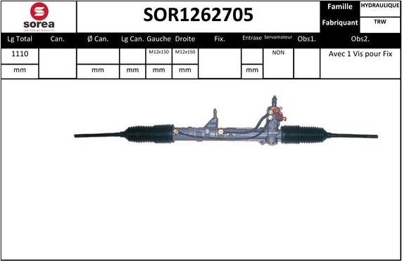 SNRA SOR1262705 - Рульовий механізм, рейка autocars.com.ua