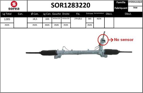 SNRA SOR1283220 - Рульовий механізм, рейка autocars.com.ua