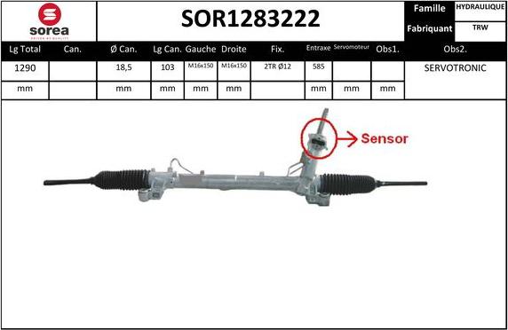 SNRA SOR1283222 - Рульовий механізм, рейка autocars.com.ua