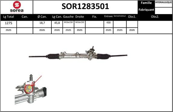 SNRA SOR1283501 - Рульовий механізм, рейка autocars.com.ua