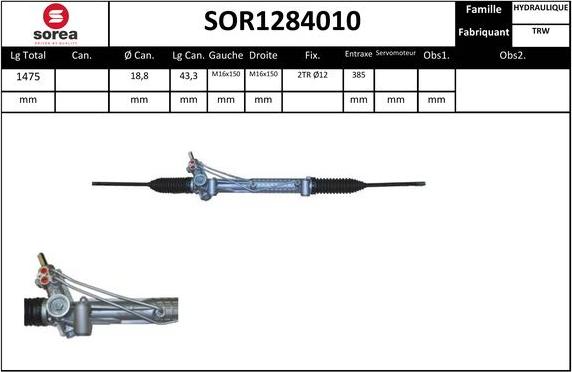 SNRA SOR1284010 - Рульовий механізм, рейка autocars.com.ua