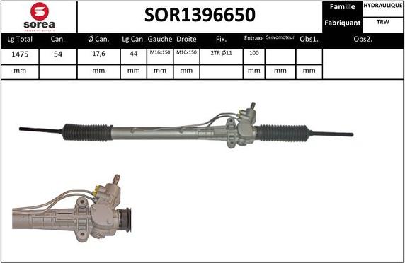 SNRA SOR1396650 - Рульовий механізм, рейка autocars.com.ua