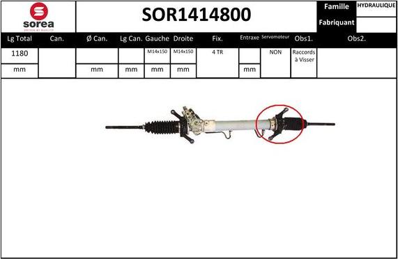 SNRA SOR1414800 - Рульовий механізм, рейка autocars.com.ua