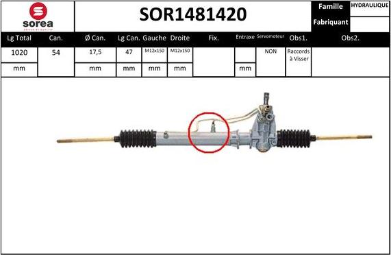 SNRA SOR1481420 - Рулевой механизм, рейка avtokuzovplus.com.ua