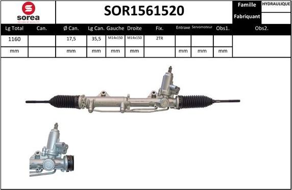 SNRA SOR1561520 - Рульовий механізм, рейка autocars.com.ua