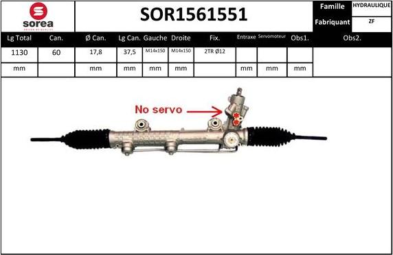 SNRA SOR1561551 - Рульовий механізм, рейка autocars.com.ua