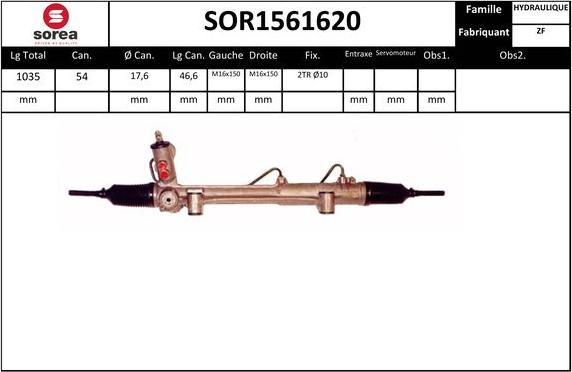 SNRA SOR1561620 - Рульовий механізм, рейка autocars.com.ua