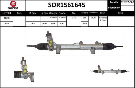 SNRA SOR1561645 - Рульовий механізм, рейка autocars.com.ua