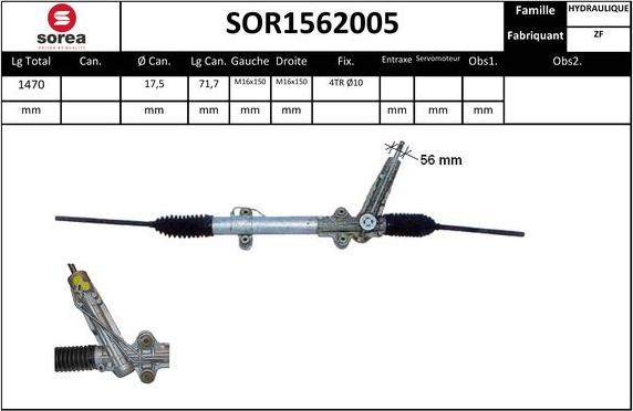SNRA SOR1562005 - Рульовий механізм, рейка autocars.com.ua