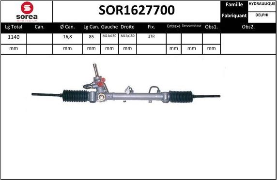 SNRA SOR1627700 - Рульовий механізм, рейка autocars.com.ua