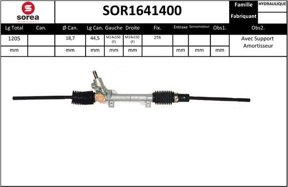 SNRA SOR1641400 - Рульовий механізм, рейка autocars.com.ua