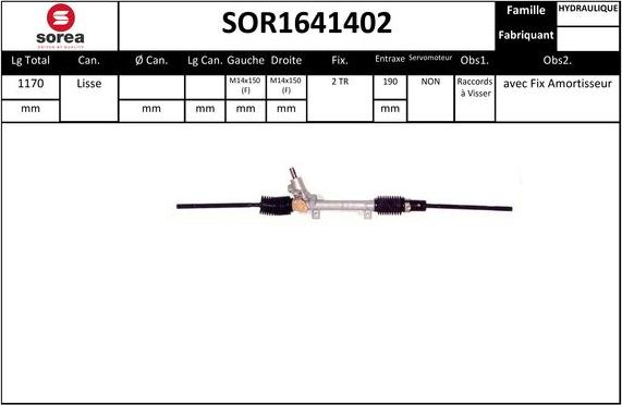 SNRA SOR1641402 - Рульовий механізм, рейка autocars.com.ua