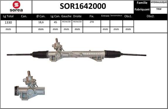 SNRA SOR1642000 - Рульовий механізм, рейка autocars.com.ua