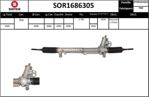 SNRA SOR1686305 - Рульовий механізм, рейка autocars.com.ua