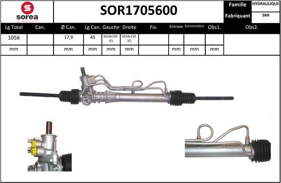 SNRA SOR1705600 - Рульовий механізм, рейка autocars.com.ua