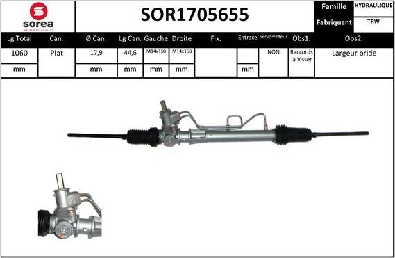 SNRA SOR1705655 - Рульовий механізм, рейка autocars.com.ua