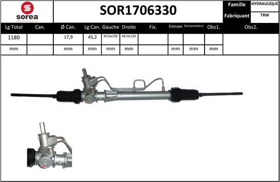 SNRA SOR1706330 - Рульовий механізм, рейка autocars.com.ua