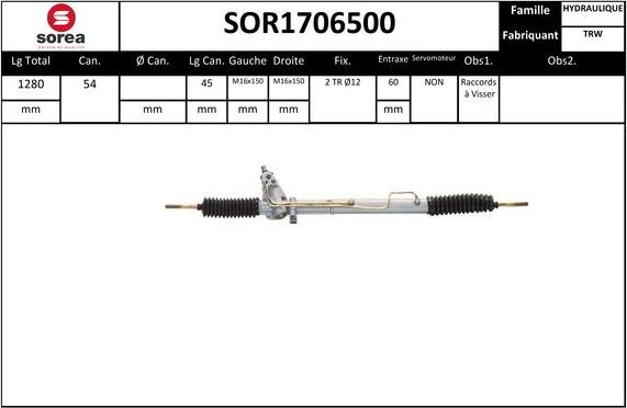 SNRA SOR1706500 - Рульовий механізм, рейка autocars.com.ua