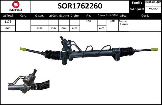 SNRA SOR1762260 - Рульовий механізм, рейка autocars.com.ua