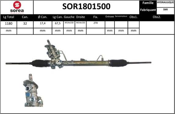 SNRA SOR1801500 - Рульовий механізм, рейка autocars.com.ua