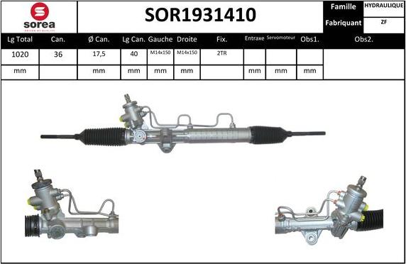 SNRA SOR1931410 - Рульовий механізм, рейка autocars.com.ua
