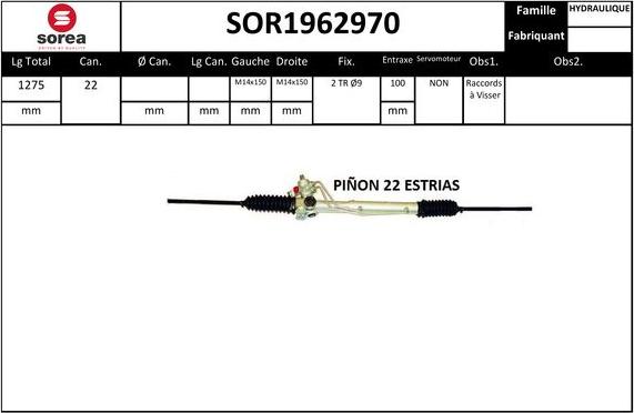 SNRA SOR1962970 - Рульовий механізм, рейка autocars.com.ua