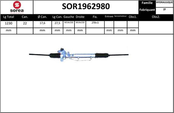 SNRA SOR1962980 - Рульовий механізм, рейка autocars.com.ua